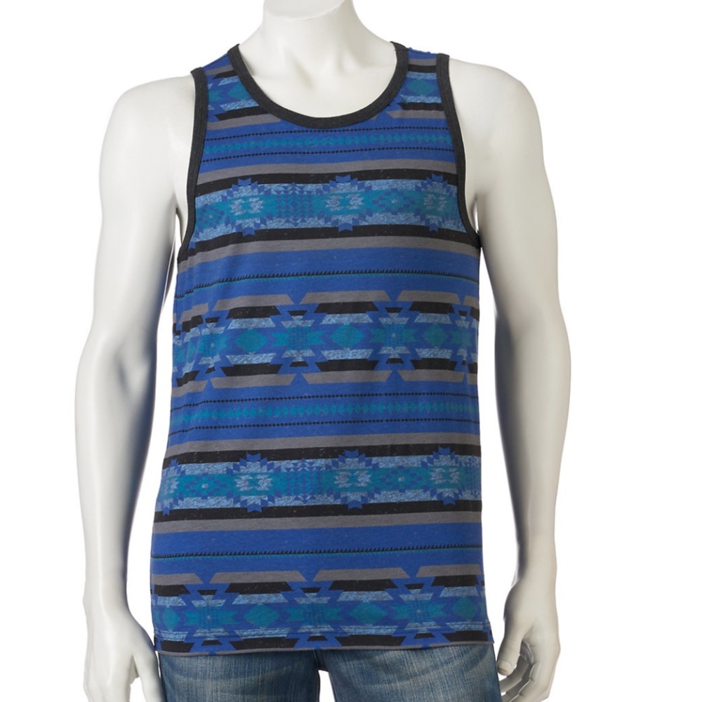 MEN’S Levi Blue Multi Aztec Tank Top Size Large